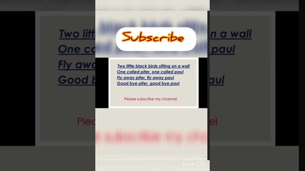 Rhyme ( two little black birds), hope u all enjoy it.😊