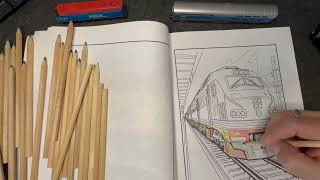 Relaxing ASMR Train Coloring Book Scratching Ruffling Page Turning