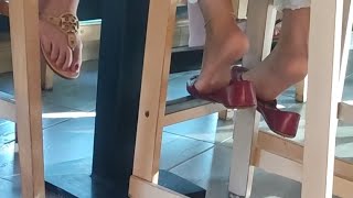 Candid feet under stool | Full video available