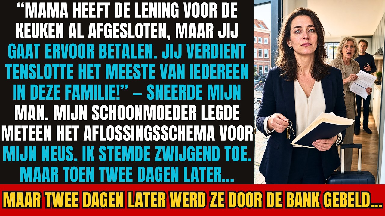 Ik stond in de deuropening en hoorde mijn schoonmoeder schreeuwen tegen de bank: "Ik heb helemaal geen lening afgesloten!" Mijn hart stond stil. Twee dagen eerder had ze mij een aflossingsschema...