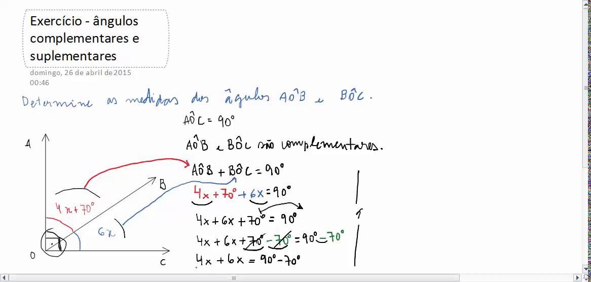 Exercício - ângulos complementares - 8º ano - YouTube