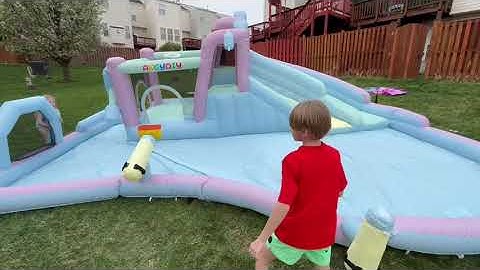 10-in-1 Inflatable Bounce House Double Slides.