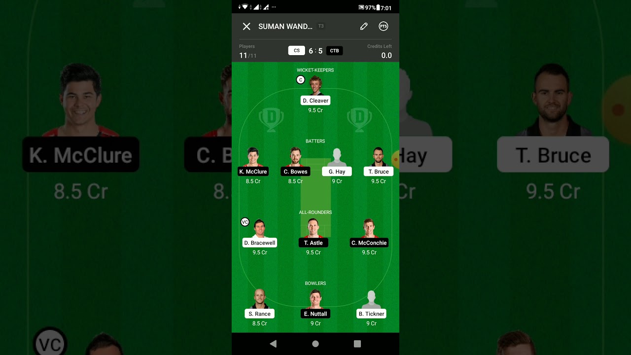 CS vs CTB DREAM11 FINAL TEAM SL TEAM