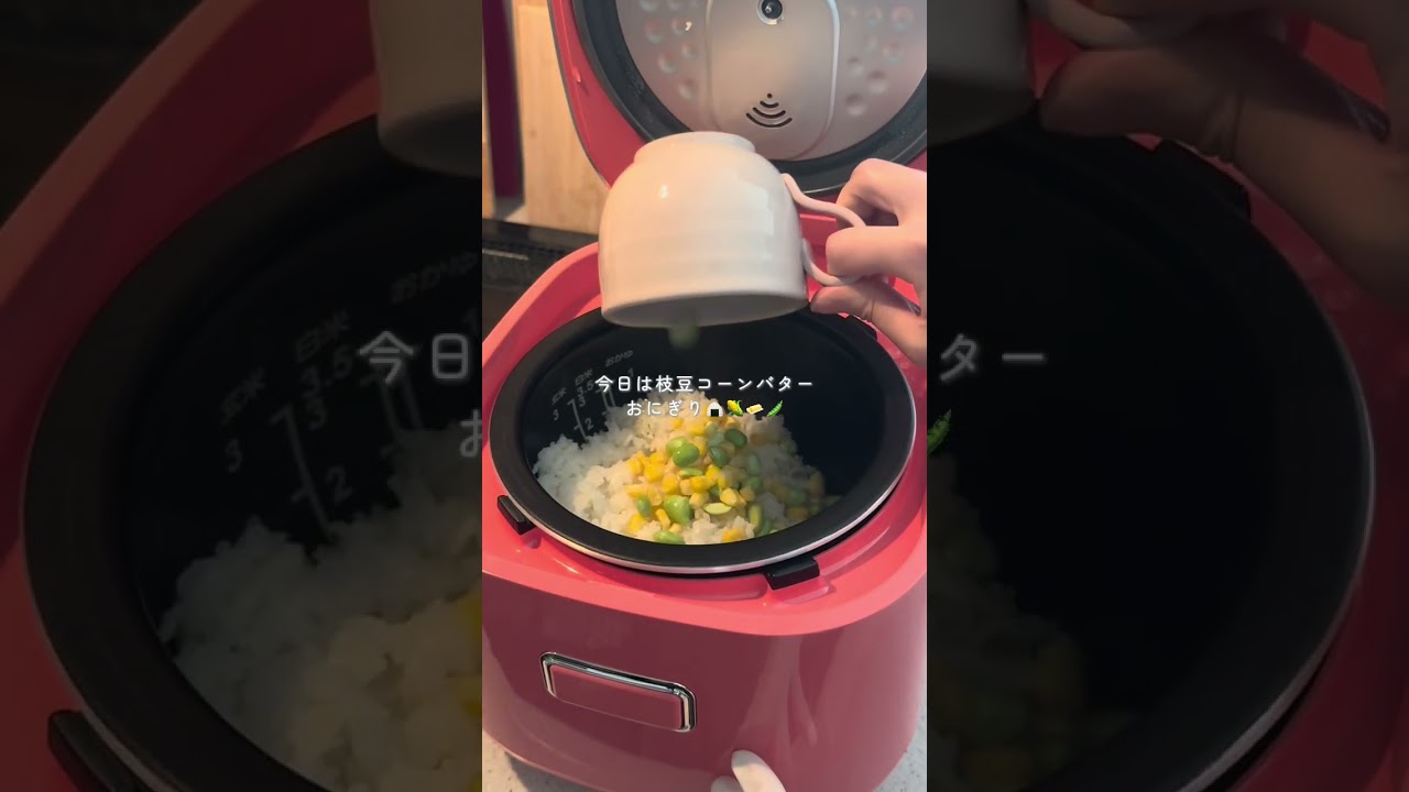 ピンクの炊飯器とおにぎりランチ🍙🌸
