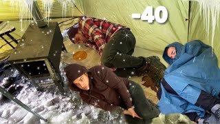 EXTREME Winter SNOW STORM -49C WINTER CAMPING WINTER STORM hits HOT tent. FREEZING wind