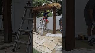 Staining Arbor Swing Structure #staining #outdoorliving #backyarddesign
