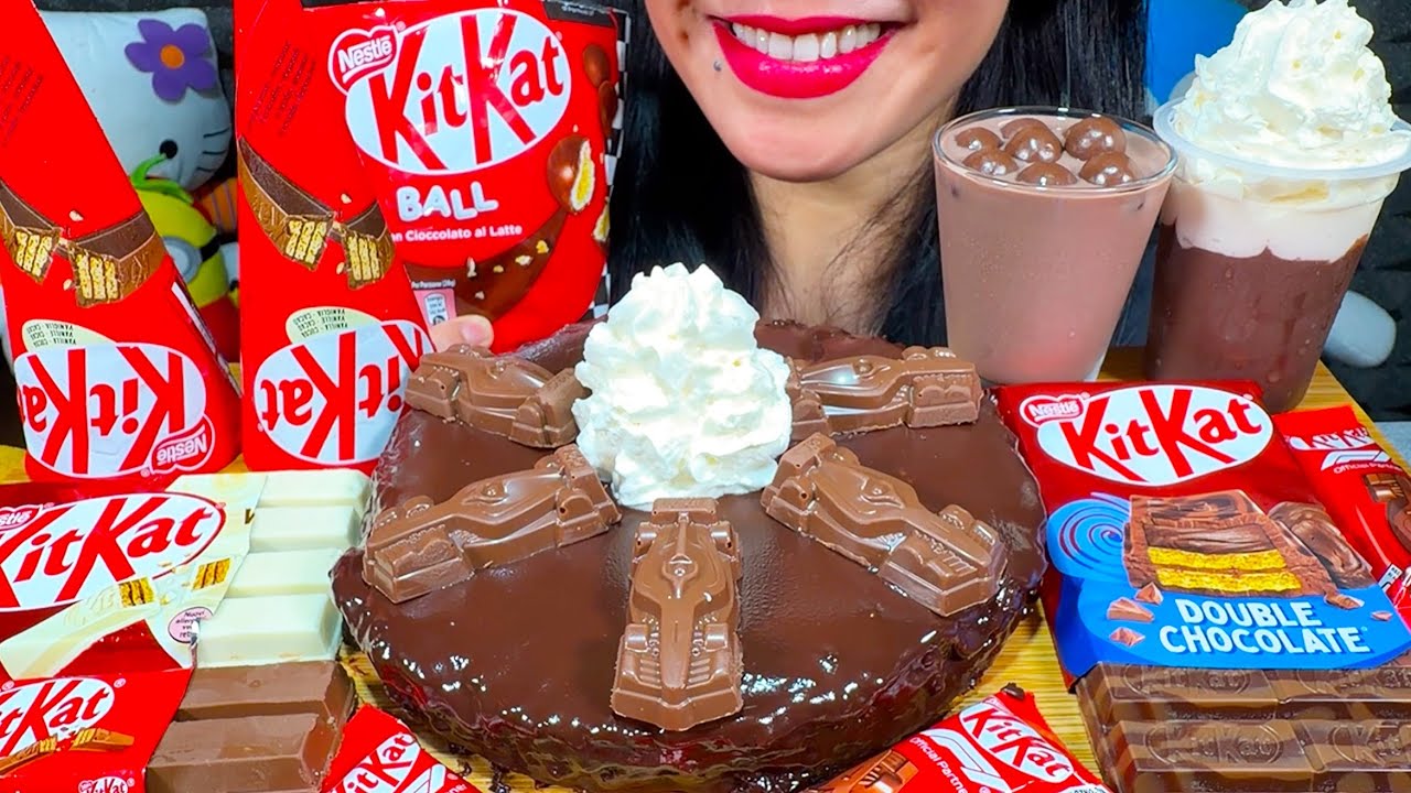 ASMR MASSIVE KITKAT CHOCOLATE PARTY! CHOCOLATE CAKE, ICE CREAM, CHOCO DESSERT Eating Sounds