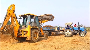 Jcb 3dx Backhoe Loader Machine Loading Mud in Sonalika Di 42 Rx Tractor Jcb Tractor Video