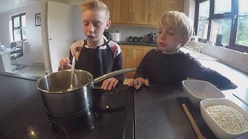 Archie and Charlie make flapjacks.