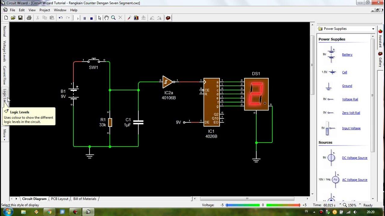 Circuit Wizard (Livewire) Tutorial Rangkaian Counter Dengan Seven