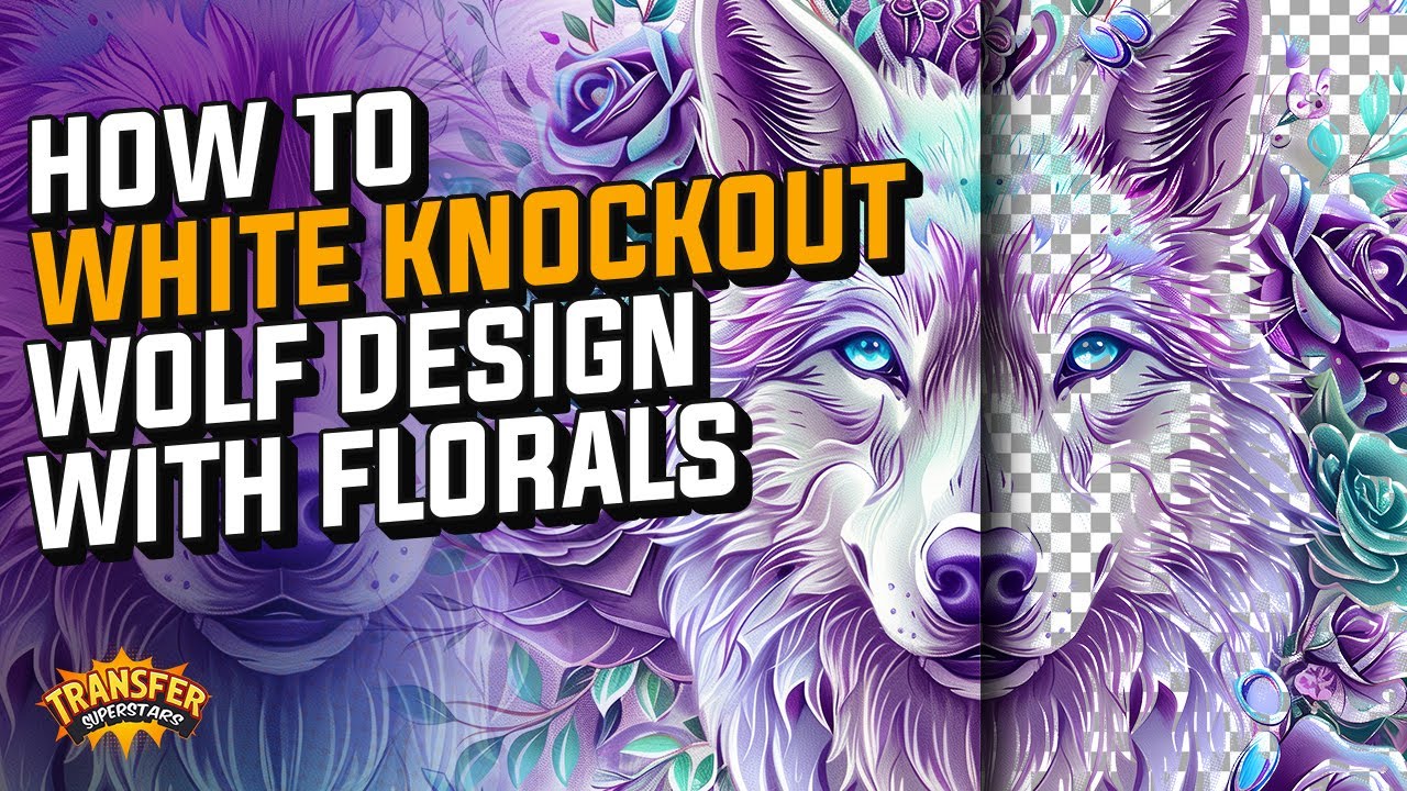 How to Make a White Knockout Wolf Design with Florals Easily + GIVEAWAYS