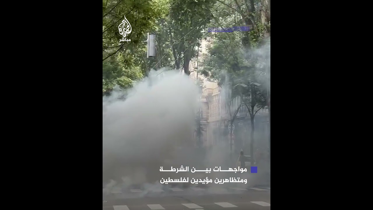 مواجهات بين الشرطة ومتظاهرين مؤيدين لفلسطين في شوارع مدينة ليون الفرنسية