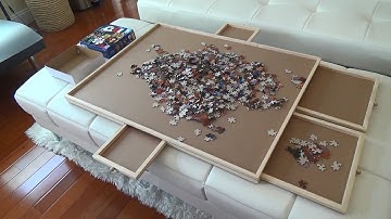 POPSKARRY JIGSAW PUZZLE BOARD PORTABLE PUZZLE TABLE WITH 6 DRAWERS AND COVERS UNBOXING AND REVIEW