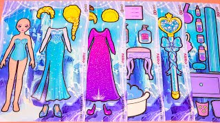 Paper diy💖How to make Disney Elsa Princess Castle,Dress Up,Bedroom,Bathroom,Changing Room Quiet Book