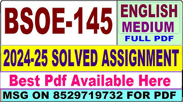 BSOE 145 solved assignment 2024-25 || bsoe 145 solved assignment 2025 in English || ignou bsoe145