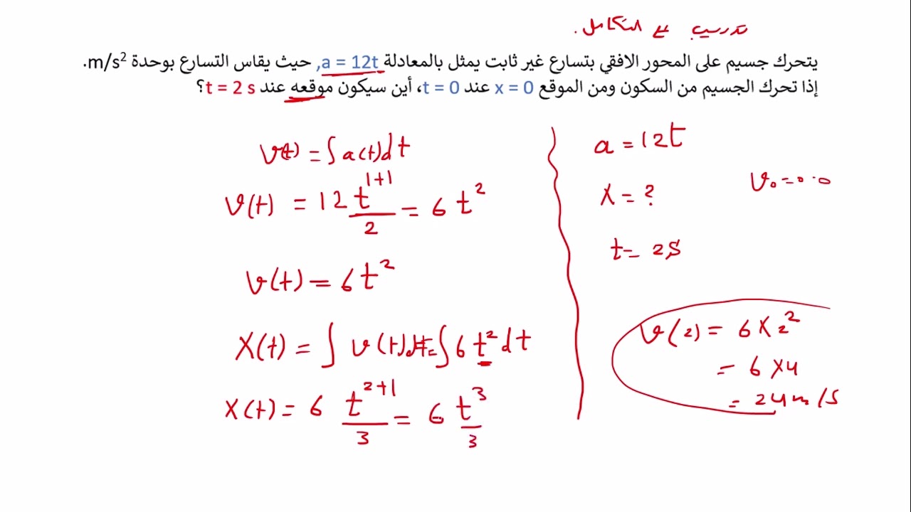 استكمال تلخيص درس الوحدة الثانية الحركة في بعد واحد
