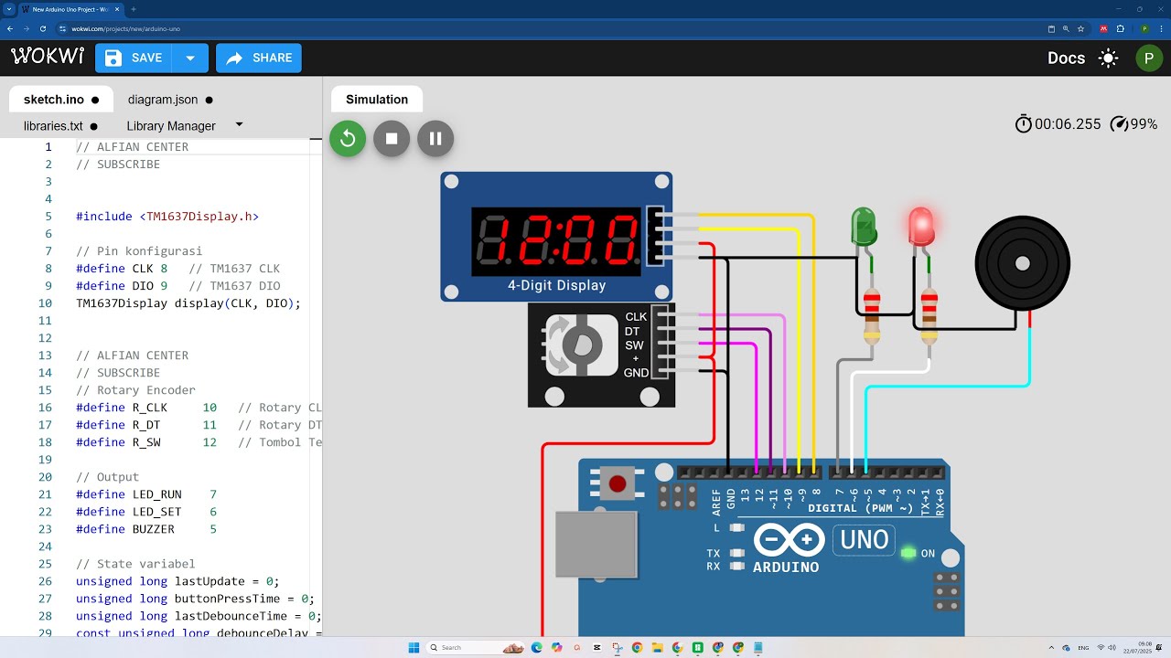 Tutorial TIMER DIGITAL Arduino (7Segment) Seventh Segment LED & BUZZER ...