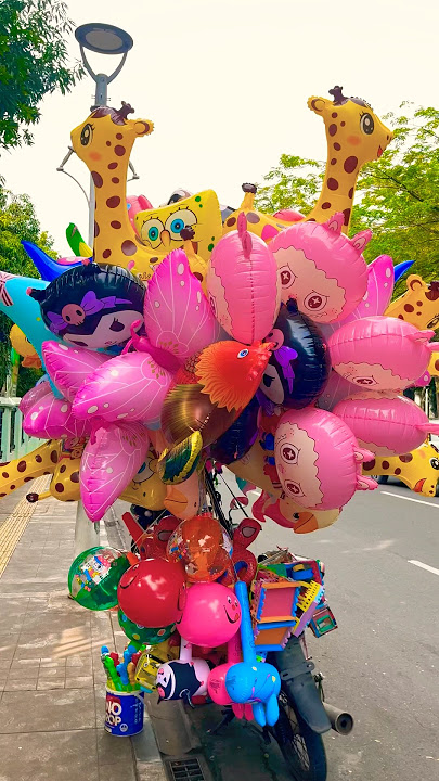 Balon ulang tahun labubu dan jerapah kuning