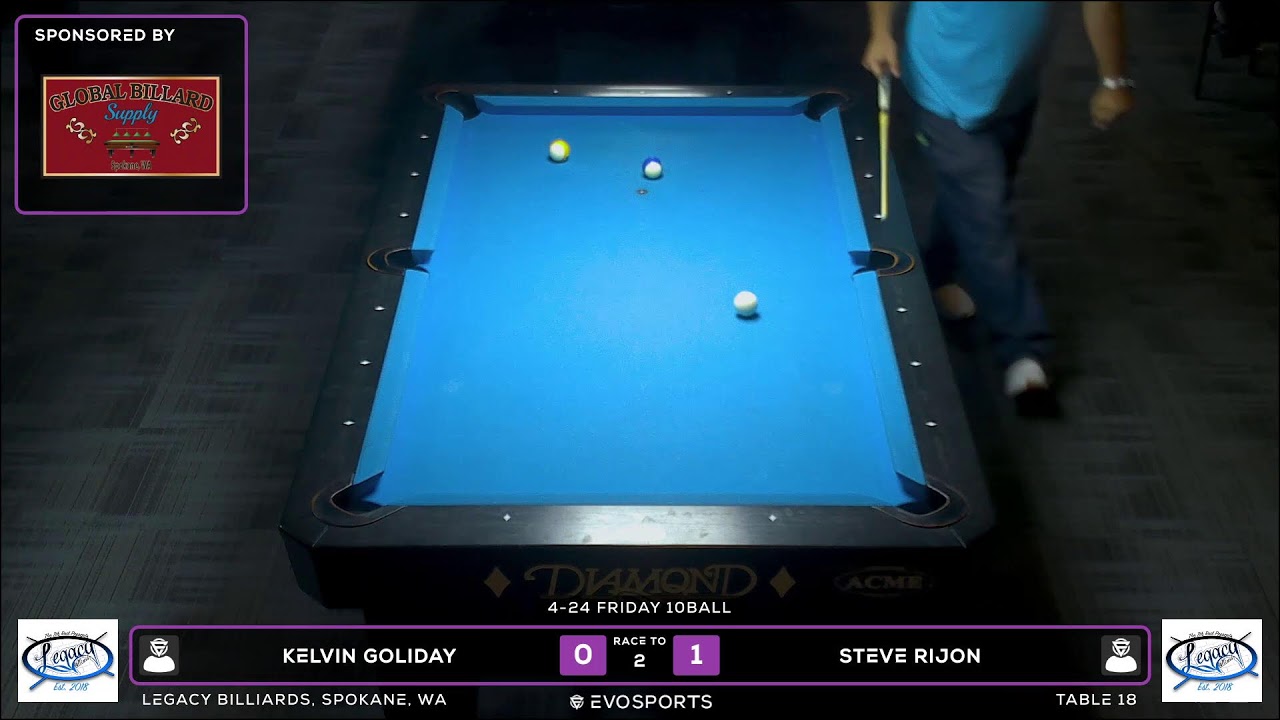 Image of video the KELVIN GOLIDAY vs STEVE RIJON - LEGACY BILLIARDS - TABLE 18 | EvoSports 21