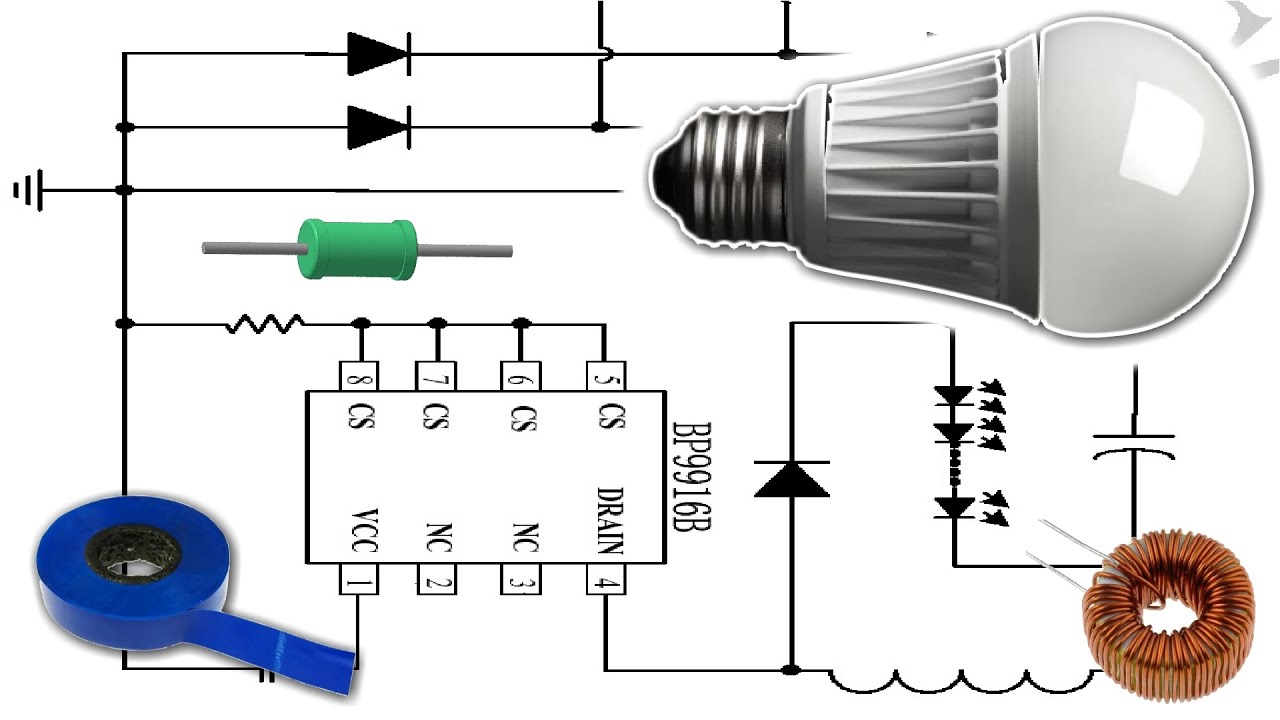 УЖАСНО простая СХЕМА питания диодоной ЛАМПОЧКИ через линейный ...
