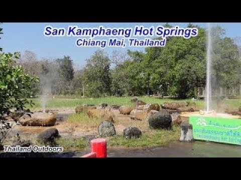 So Many People at The San Kamphaeng Hot Springs in Chiang Mai Thailand.