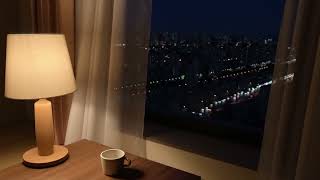 City Lights from a Cozy Apartment | Night Ambience & Soft Jazz