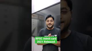 Admit card RPSC Assistant Professor 2021 shorts