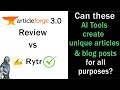 Article Forge 3 0 Review vs Rytr | Using AI Copywriting Tools for Blogging & SEO