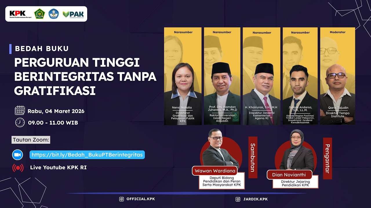 Bedah Buku Perguruan Tinggi Berintegritas Tanpa Gratifikasi