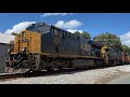 CSX 3284 leads very big CSX M582 with a rare FURX Sd40 in trail!! 6-19-2025