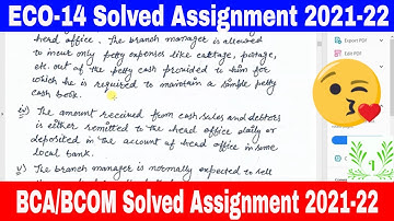 ECO-14 Solved Assignment 2021-22 | BCOM/BCA Solved Assignment 2021-22 English Medium
