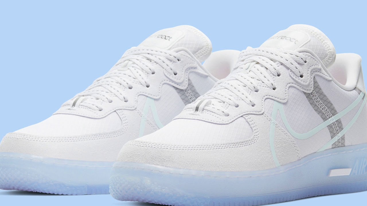 air force 1s react qs white ice