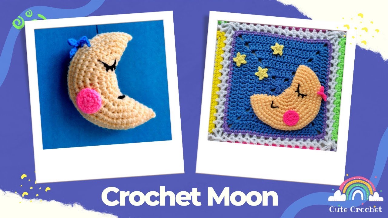 Crochet Moon Same pattern for Applique and Amigurumi (Beginner
