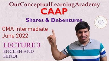 CAAP Shares and Debentures Lecture 3 Jairam Iyer CMA Inter Jun 2022 Attempt