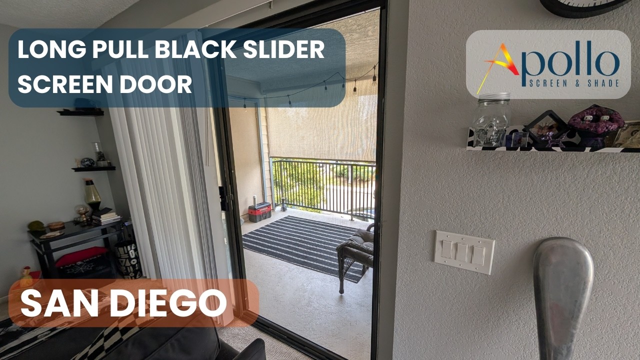 San Diego balcony sliding screen door, sleek black frame