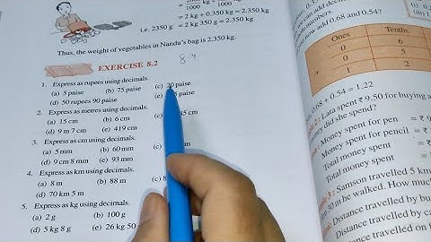 Ex-8.2 Chapter -8 Decimals || Class 6th Maths New Book
