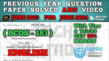 BCOS 183 SOLVED QUESTION PAPER JUN 2023 FOR JUN 2024 IN ENGLISH | BCOS 183 SAMPLE PAPER JUN 2024