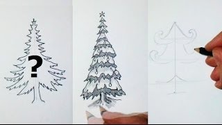 ⁣How I Draw a christmas Tree - 10 Different styles