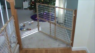 Swinging Child Fence or Dog Gate http://goo.gl/AjlqKL Buy your own gate My buddy has this one and It is really nice for the price!!!! How to build your own child gate or