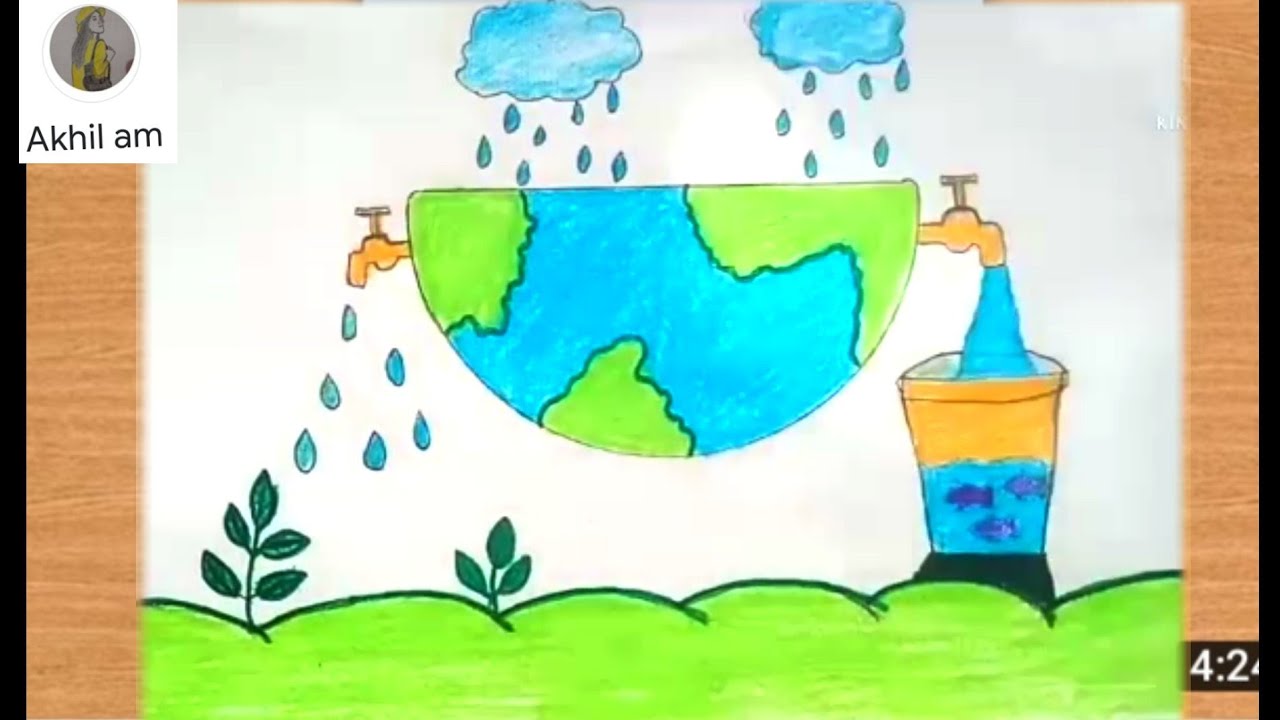 जल ही जीवन है पर चित्र बनाना सीखें \ How to Draw Save Water Save Life  Scenery \ save water drawing - YouTube