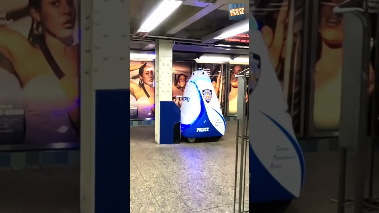 The famous NYPD robot! Times Square subway station in NYC! 