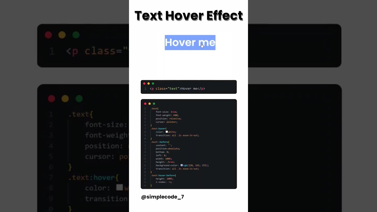 Text hover effect using html and css...... #shorts #short #html #css #cssanimation #webdesign