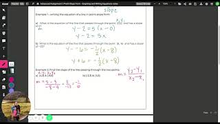 Advanced Assignment 3 notes Point Slope Form