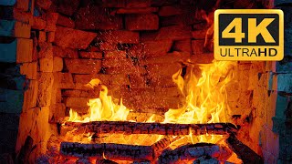 Wonderful Relaxing Night with Warm Fireplace Burning 4K ULTRA HD 🔥 Crackling Fire Sounds 3 Hours