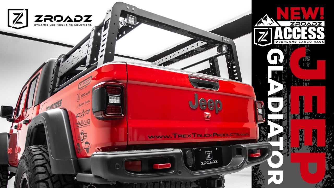 2019-2023 Jeep Gladiator Access Overland Rack With Two Lifting Side Gates,  Without Factory Trail Rail Cargo System - Part # Z834101