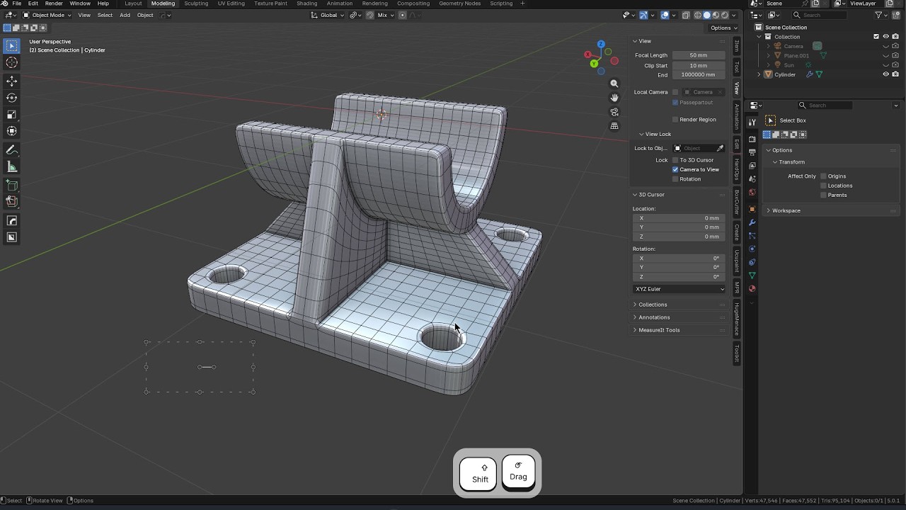 59. Blender modeling practice #19(Supporting bracket). Enjoy Blender!