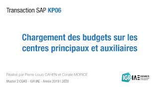 Sap Kp06 Chargement Des Budgets Sur Les Centres Principaux Et Auxiliaires