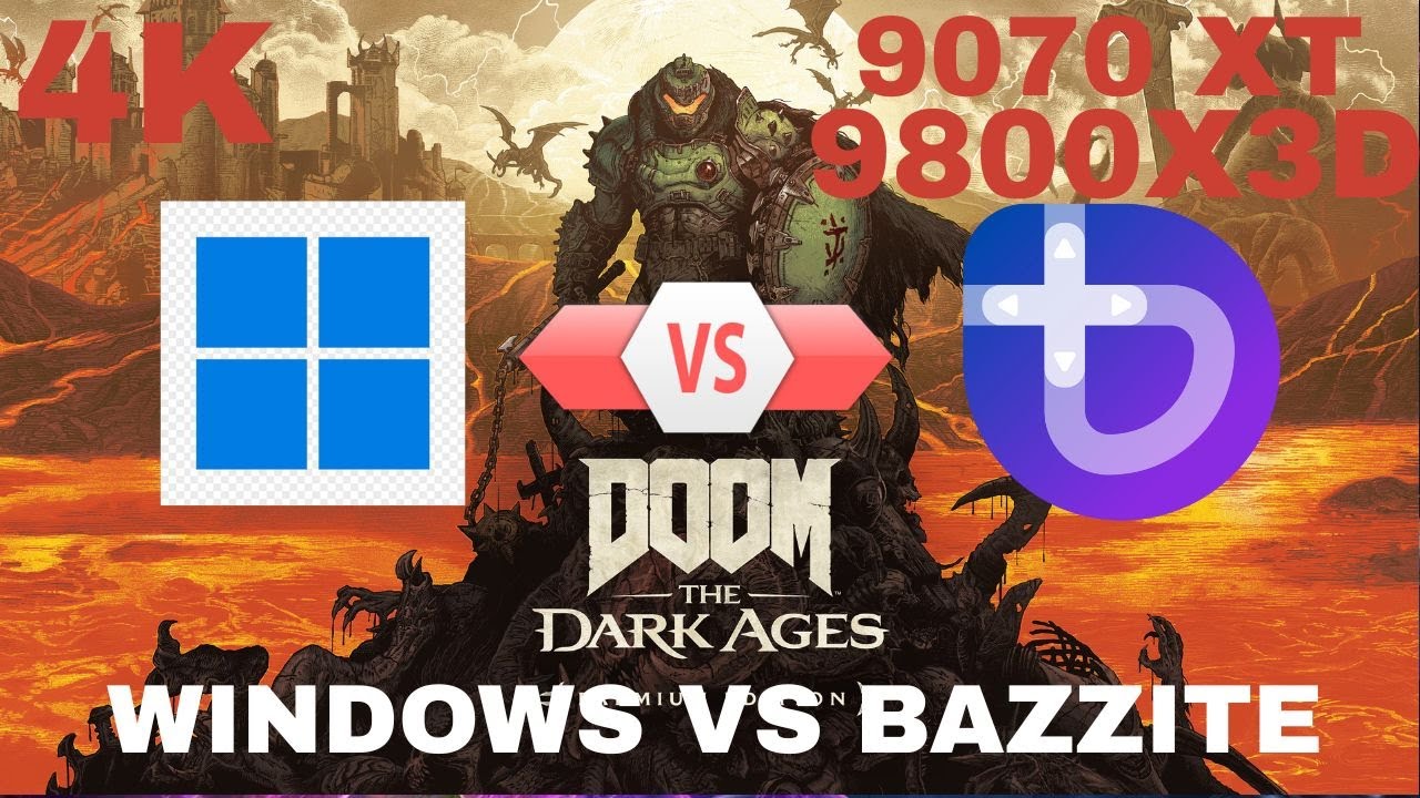 DOOM : The Dark Ages | Windows VS Bazzite | 4K | 9070 XT | 9800X3D