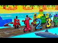 Number Lore &amp; Numberblock CARS vs SHARKS in Teardown