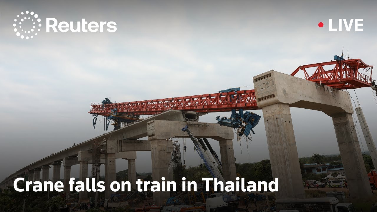 LIVE: Crane falls on train in Thailand